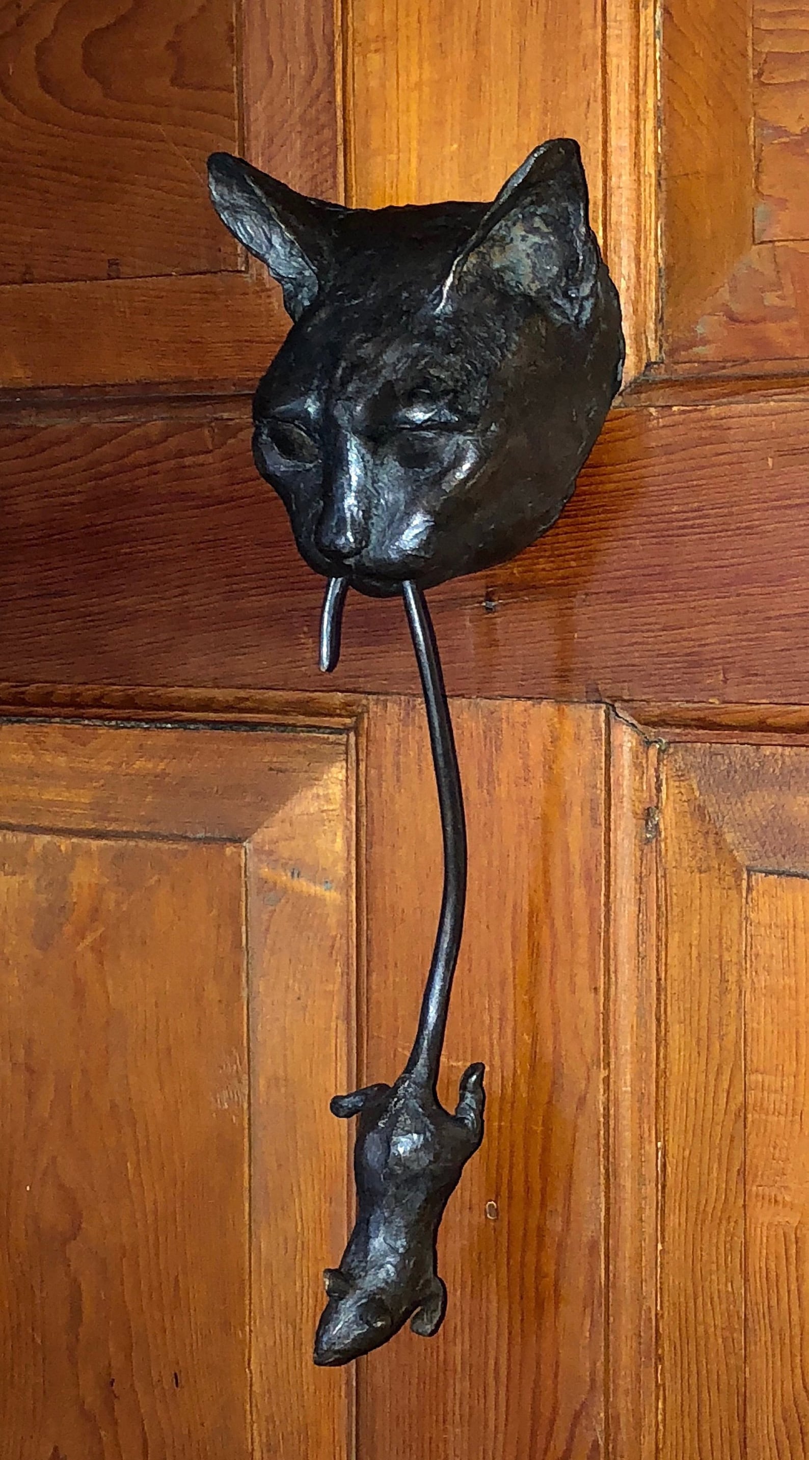 Cat Door Knocker Bronze Sculpture Etsy