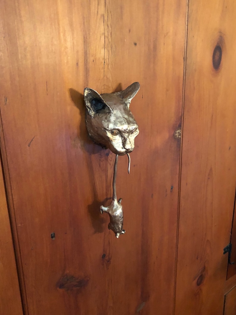 Cat Door Knocker Bronze Sculpture NEW PATINA Etsy
