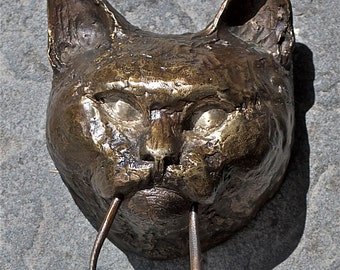 Cat Door Knocker Bronze