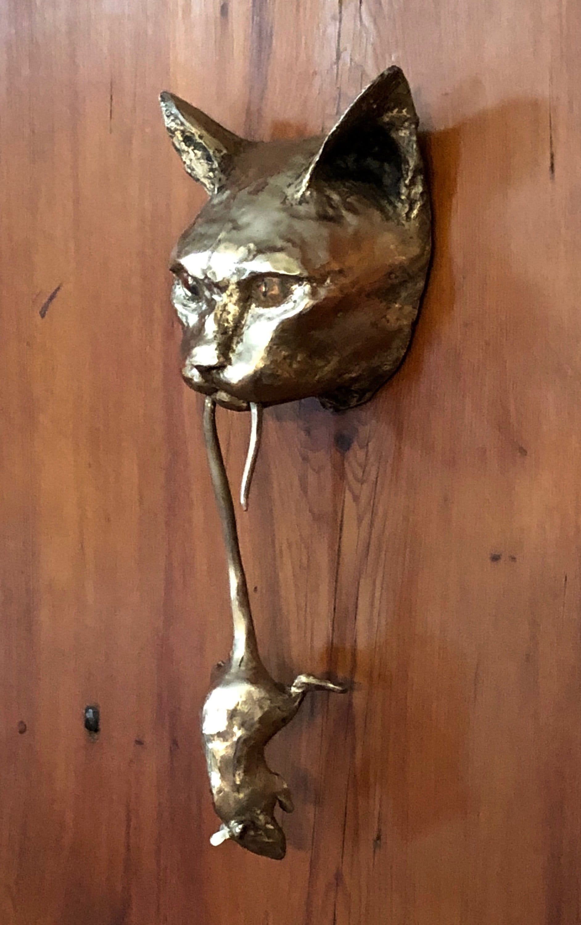 Cat Door Knocker Bronze Sculpture NEW PATINA Etsy Australia