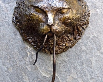 Original bronze cat & mouse door knocker