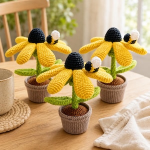 Black Eyed Susan Häkelanleitung PDF | Blumentopf Amigurumi | Biene Häkelanleitung | Sofortdownload | EmbroCrafter