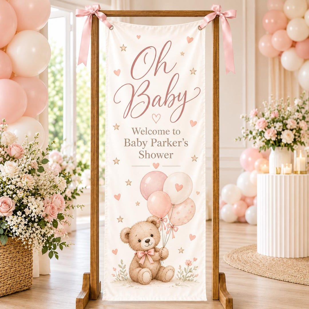 Custom Baby Shower Welcome Banner, Personalized Oh Baby Fabric Sign ...