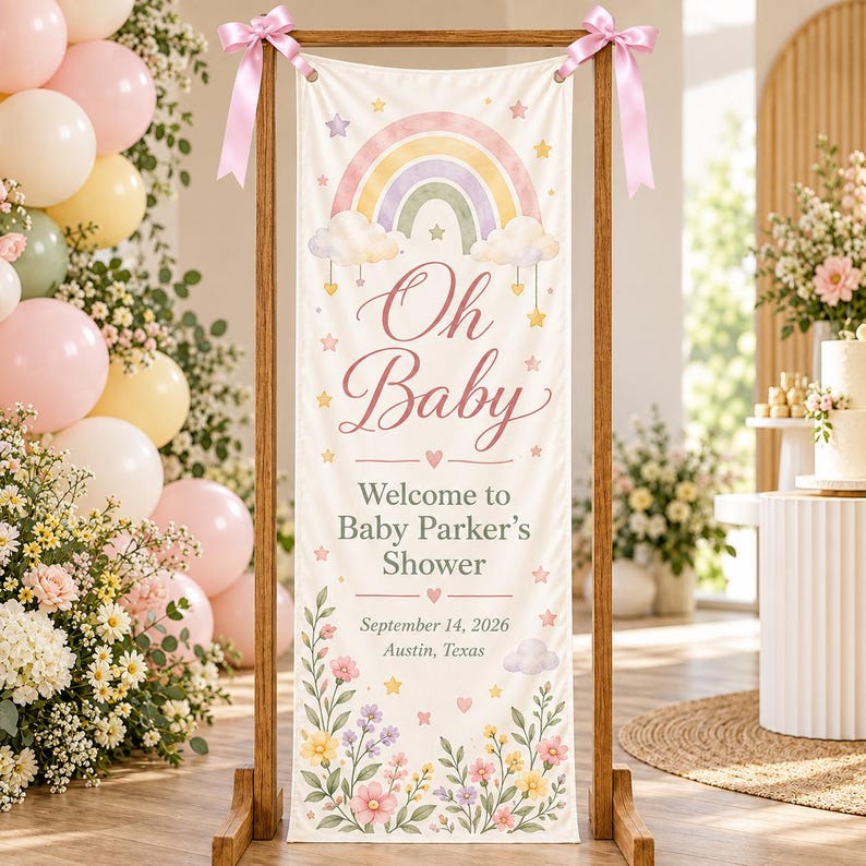 Custom Baby Shower Welcome Banner, Personalized Oh Baby Fabric Sign ...