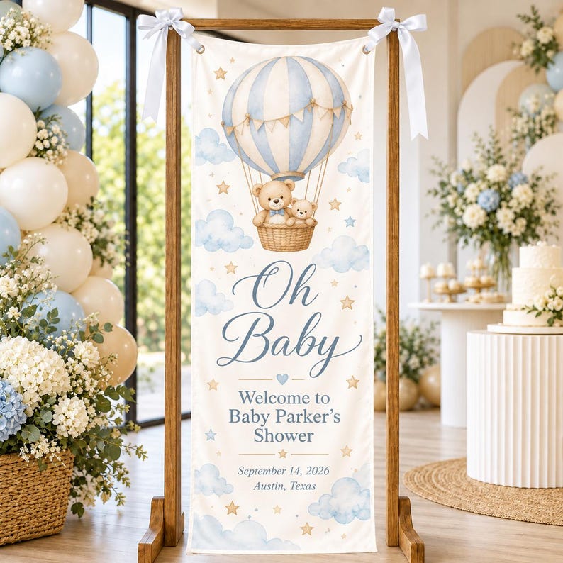 Custom Baby Shower Welcome Banner, Personalized Oh Baby Fabric Sign ...