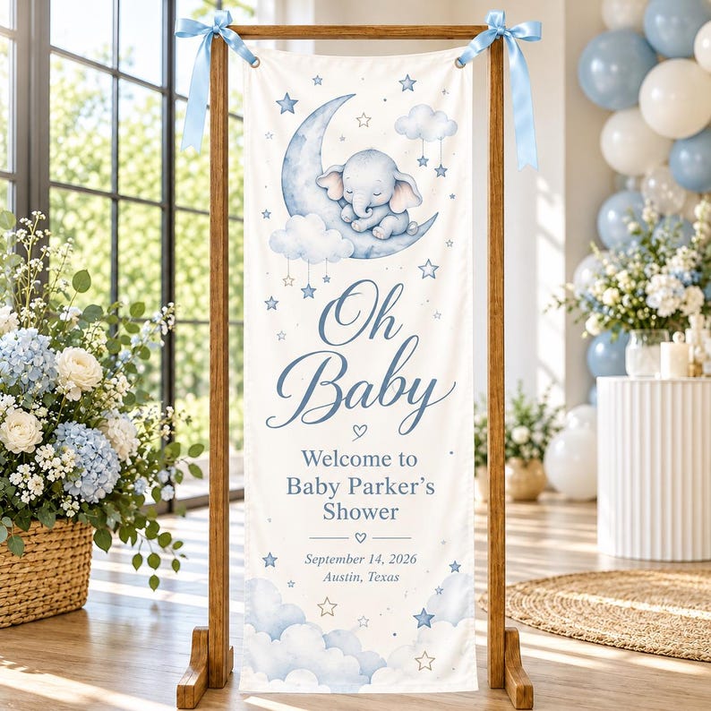 Custom Baby Shower Welcome Banner, Personalized Oh Baby Fabric Sign ...