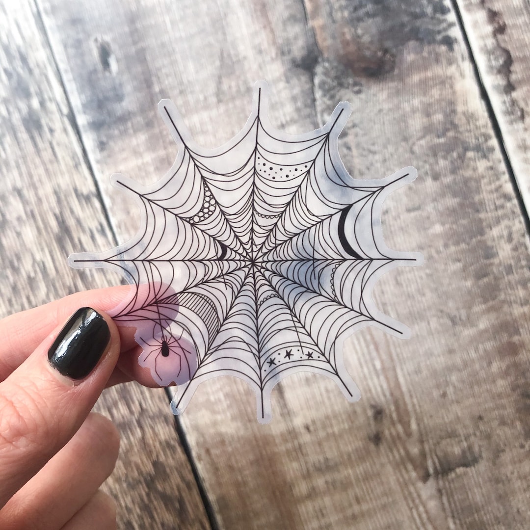 Clear Spider Web Sticker, Cobweb Halloween Sticker, Holographic Spider ...