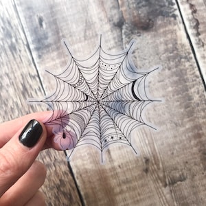 Clear Spider web sticker, Cobweb halloween sticker, holographic spider sticker, glossy vinyl sticker, goth decal, witchy laptop decal