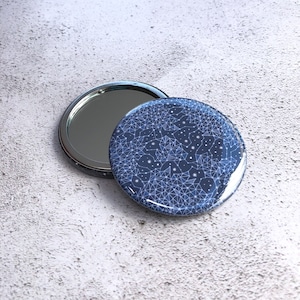 Star Web Pocket Mirror, Constellation gift,  celestial round compact mirror, astronomy gift, star badge, 58 mm badge