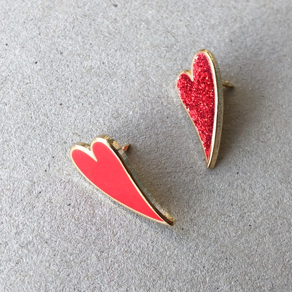 END OF LINE sale, Heart enamel mini pins, lapel pin, board filler pins, tiny enamel pins, small heart pin set, Valentines pin badge set of 2