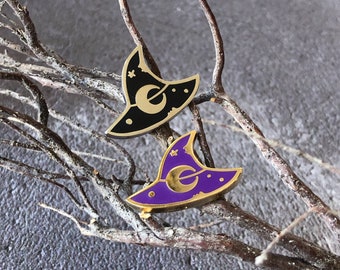 Mini Witch Hat enamel pin, Halloween pin badge, witchy moon pin, pin display filler, lapel pin