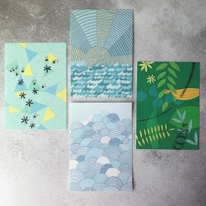 Ensemble de 4 cartes de printemps, impressions de Pâques A6, mini impressions d'art, cartes de printemps, impressions d'art pour chambre de bébé