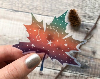 Maple leaf vinyl sticker, constellation celestial sticker, Ursa major sticker, autumn sticker 8 cm wide, laptop sticker, leaves sticker