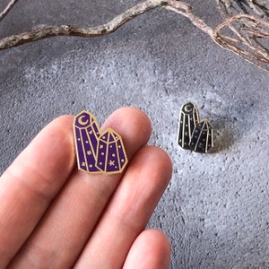 Mini Crystal enamel pin, Halloween pin badge, crystal inspired gift, pin display filler, lapel pin Gold / Purple