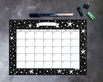 stars printable monthly planner, print at home celestial monthly planner with no dates, any month monthly planner, digital download planner