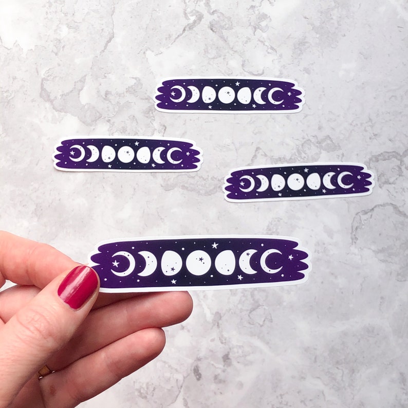 Holographic Moon Phases laptop sticker, celestial vinyl sticker, ombre moon decor, celestial moon phase sticker, magical witchy decor image 4