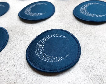 END OF LINE / Crescent moon patch, celestial moon iron on patch, glow in the dark patch