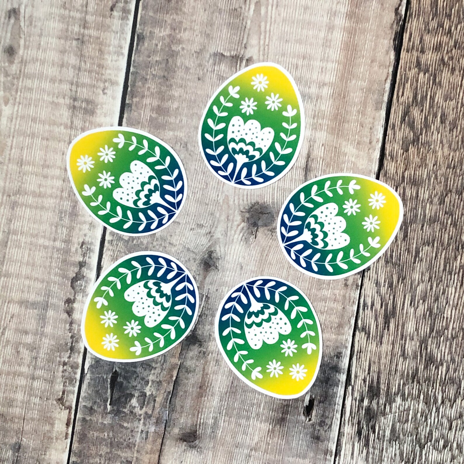 Easter Egg Vinyl Sticker Fun Egg Shaped Sticker Glossy Vinyl Etsy