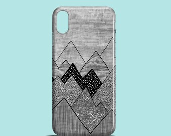 Grey Mountains iPhone 12 case, iPhone 11, iPhone SE 2020 case, iPhone X, iPhone 8, iPhone 7, 7 Plus, iPhone 6, illustrated iPhone 11 Pro