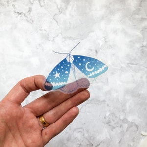 Celestial Moth vinyl sticker, Clear laptop sticker, holographic vinyl sticker, ombre witchy sticker, celestial decor, moth decal