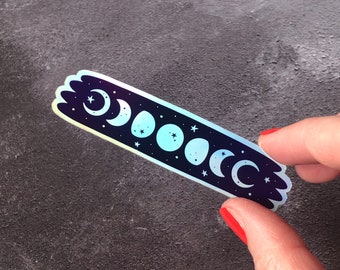 Holographic Moon Phases laptop sticker, celestial vinyl sticker, ombre moon decor, celestial moon phase sticker, magical witchy decor