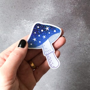 Holographic Toadstool vinyl laptop sticker, white glossy vinyl sticker with holographic overlay, laminated vinyl sticker, waterproof sticker image 6