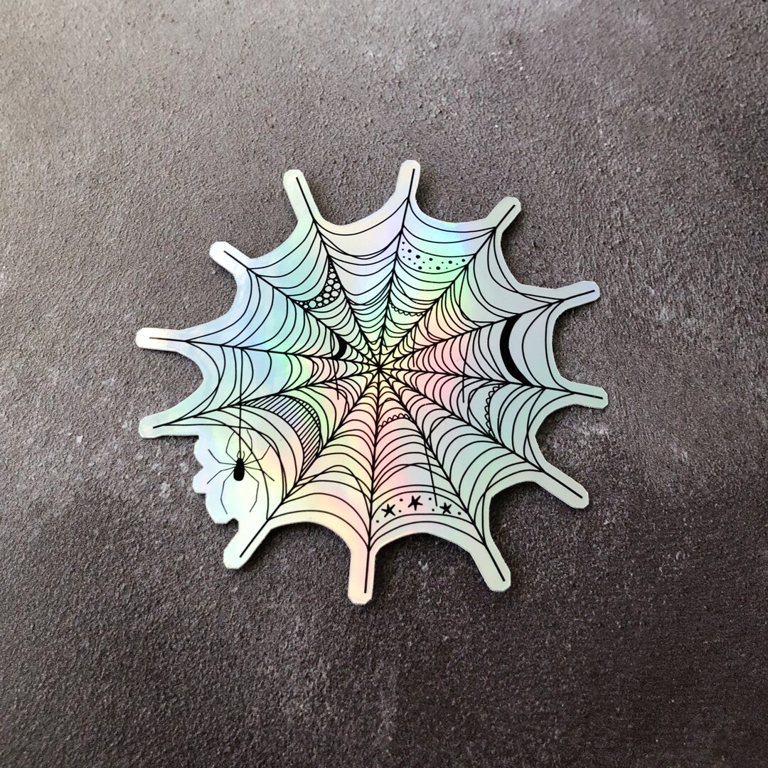 Holographic Spider Web Sticker, Cobweb Halloween Sticker, Clear Spider ...