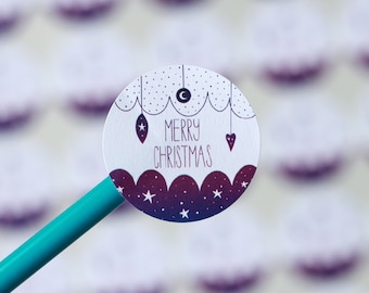 Merry Christmas paper stickers, 35 round stickers, Christmas cards sticker sheet, paper small festive stickers, Christmas envelope seals