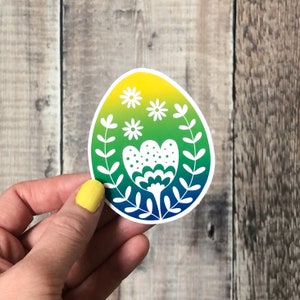 Easter egg vinyl sticker, fun egg shaped sticker, glossy vinyl sticker, easter sticker 8 cm high, laptop decal, white vinyl sticker image 4