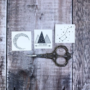 SALE, Adventure temporary tattoo set, set of 3 temporary tattoos, mountain tattoo, party favour, moon tattoo, big dipper tattoo