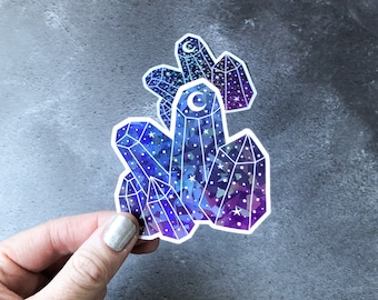 Holographic Crystals laptop sticker, celestial holographic overlay sticker, holo laminated gemstone sticker, crystal witchy gift