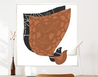 Two of a Feather Love Birds >< Mid century modern Printable illustration