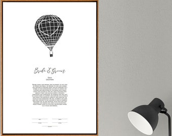 Vintage Hot Air Balloon Romantic Ketubah Jewish and gentile marriage contract