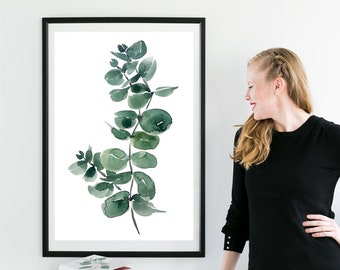 Eucalyptus plant Greenery Watercolor Wall hanging Set, Plant drawing, Botanical print, Eucalyptus garland, Plant print watercolor