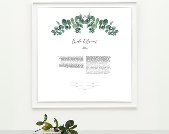 Eucalyptus  DIY Ketubah Marriage Contract Engagement Vows and Guest book