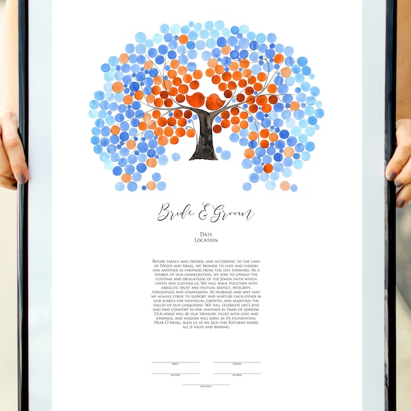 Double Delight Nectarine modern DIY Ketubah Marriage Contract Engagement Vows