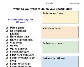 Special Day Family Questionnaire