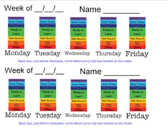 Clip Chart for Classrooms- Weekly Behavior