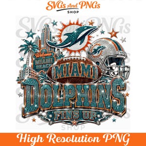 Miami Dolphins fotboll PNG sublimeringsdesign | Glam Strass-grafik (digital nedladdning)
