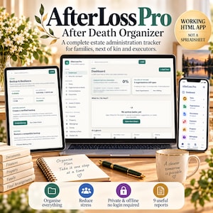 AfterLoss Pro | After Death Organizer HTML App | Executor & Estate Administration Tracker