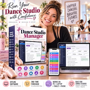 Dance Studio Management Software | Offline Student Attendance Tuition Recital Manager | Digital Download