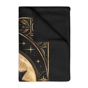 Black Cat Throw Blanket, Celestial Gothic Blanket, Witchy Home Decor, 40 x 30 image 7