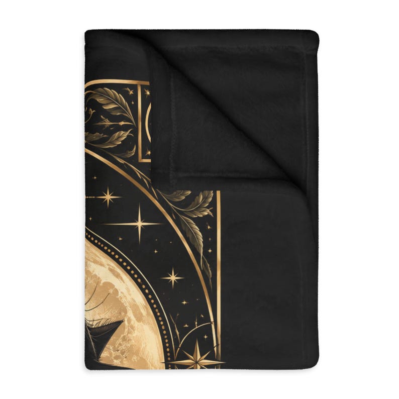 Black Cat Throw Blanket, Celestial Gothic Blanket, Witchy Home Decor, 40 x 30 image 7