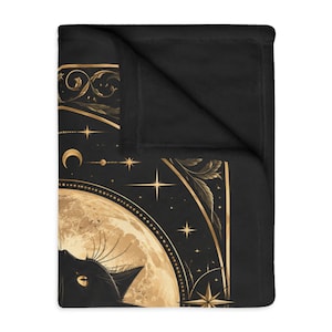 Black Cat Throw Blanket, Celestial Gothic Blanket, Witchy Home Decor, 40 x 30 image 8