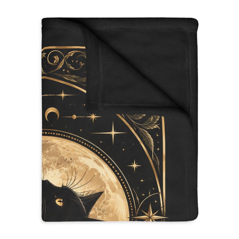 Black Cat Throw Blanket, Celestial Gothic Blanket, Witchy Home Decor, 40 x 30 image 8