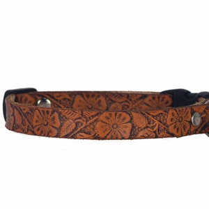 Embossed Leather Cat Collar: Breakaway Buckle, Custom Pet ID Tag