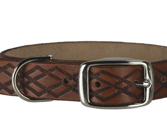 Embossed Leather Dog Collar: 1-Inch Wide Custom Pet Collar