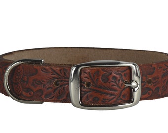 Embossed Leather Dog Collar: 1-Inch Wide Custom Pet Collar