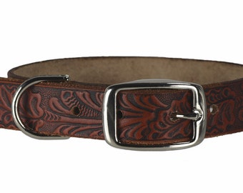 Embossed Leather Dog Collar: 1-Inch Wide Custom Pet Collar