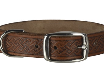 Embossed Leather Dog Collar: 1-Inch Wide Custom Pet Collar